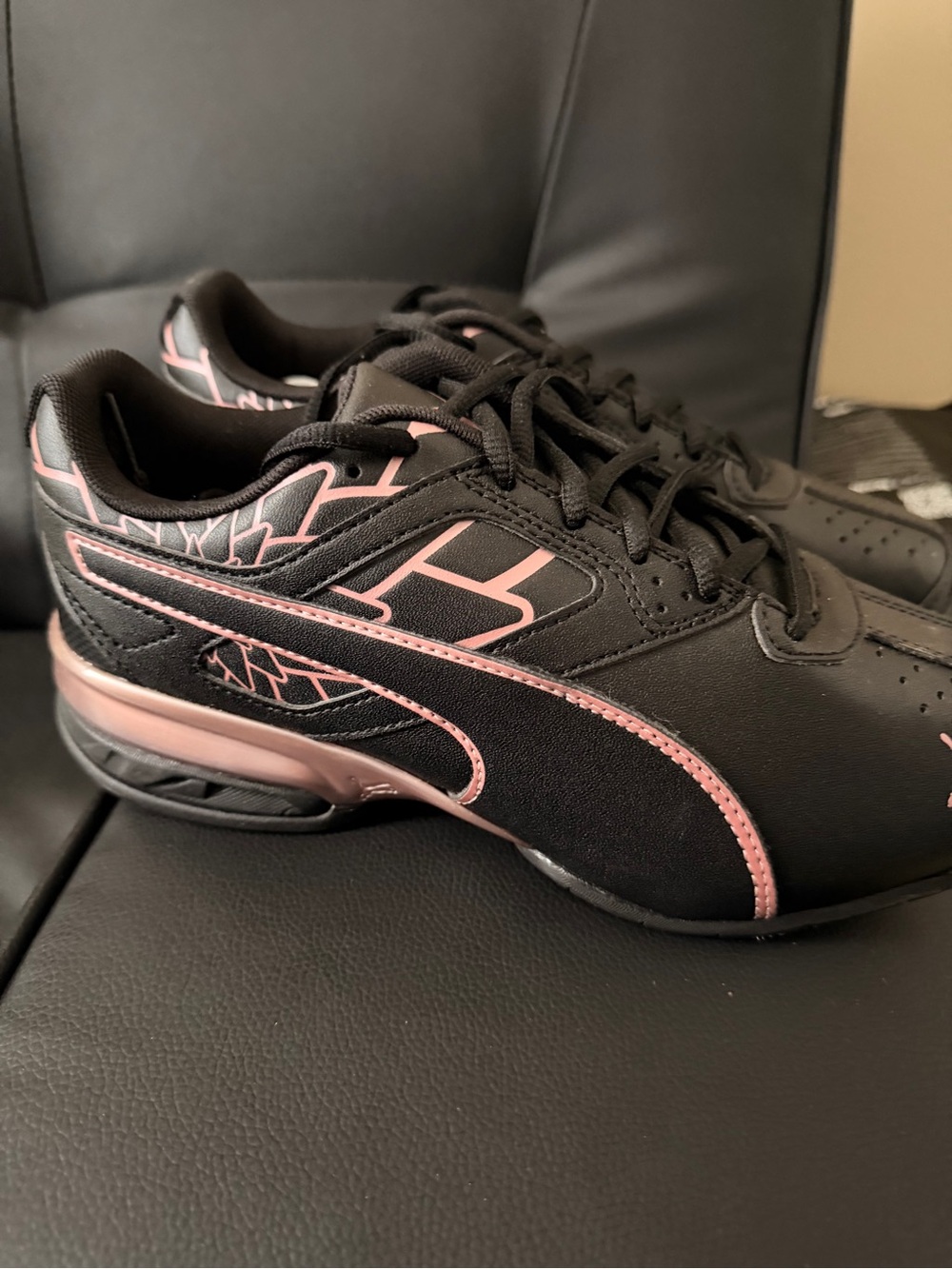 Puma Black Sneakers with Pink Trim